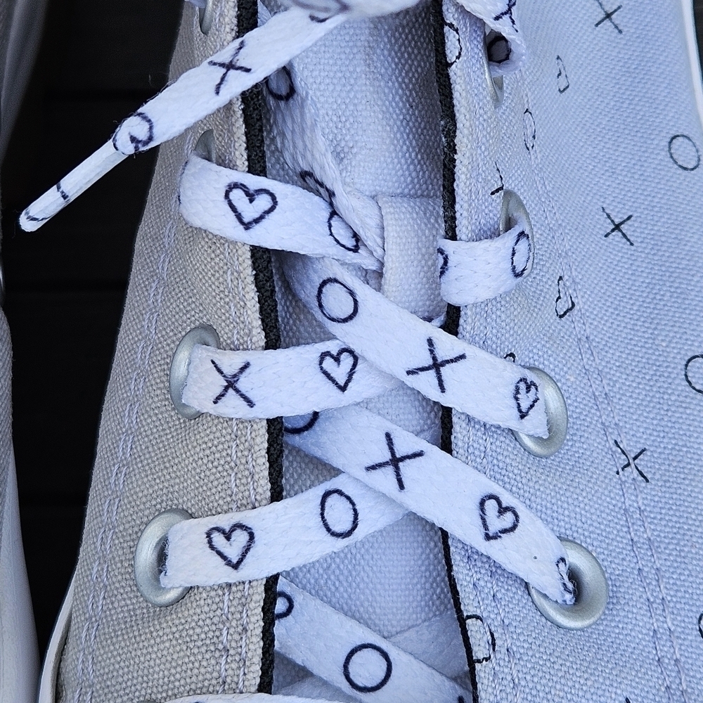 Converse All Star Lift Platform Run Star Shoes Gray Blue Hearts Women's Size 8 - Picture 13 of 15